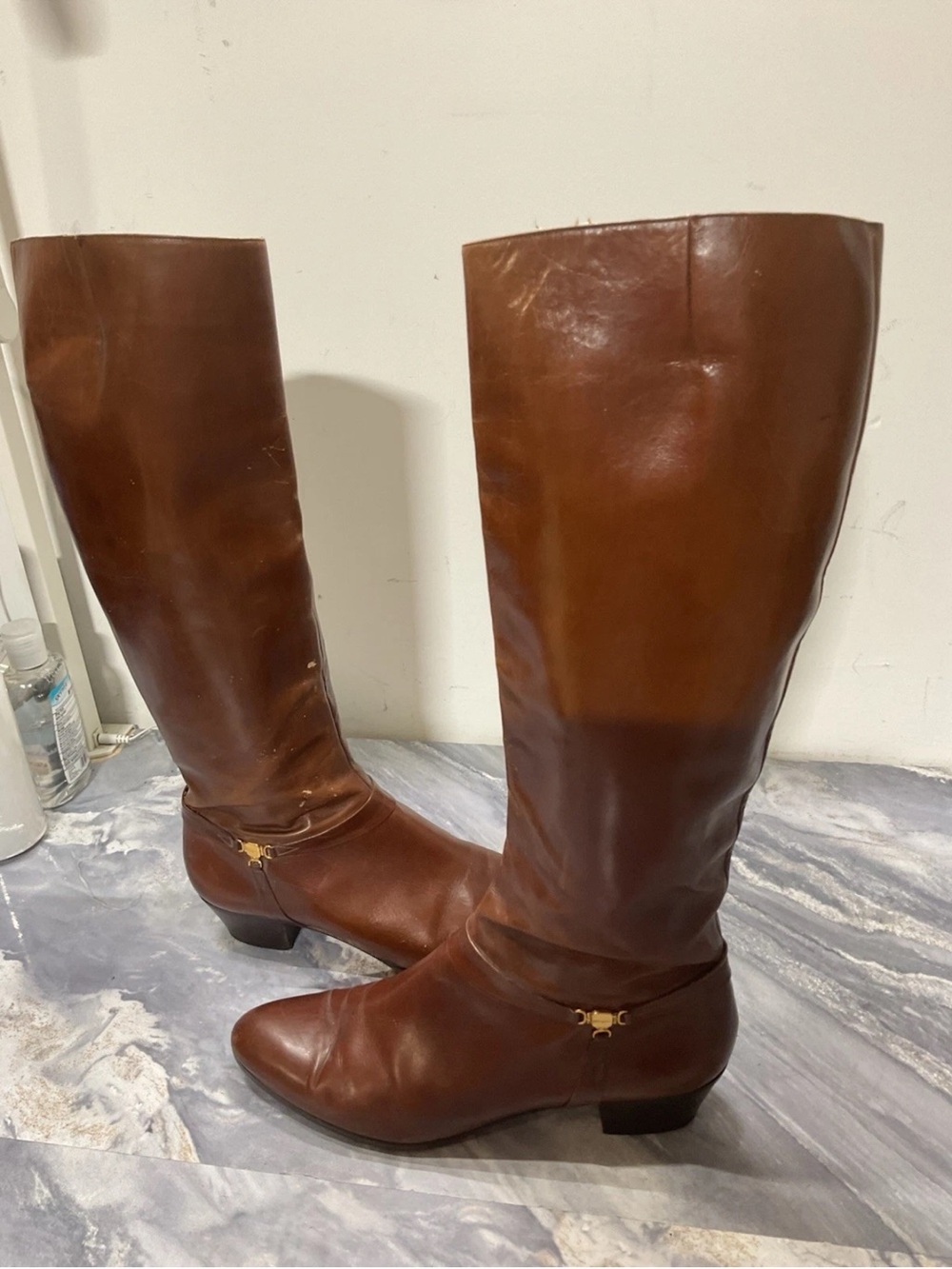 Vintage Salvatore Ferragamo Rallina Brown Calf Leather Tall Riding Boots 9/5 - Picture 12 of 12